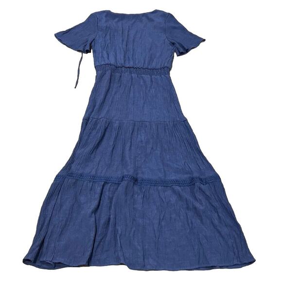 Luxology Dress Navy Blue Maxi Dress Short Sleeve Spring Summer - Women’s M - Picture 2 of 7